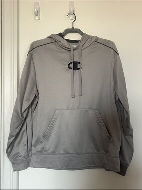 Champion Gray Men's Crewneck Hoodie with Black Logo